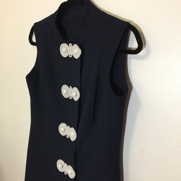 Vintage 60s Dark Blue Mini Dress Mod Shift Volup Plus Size Twiggy Barbie (IB) - Picture 6 of 16